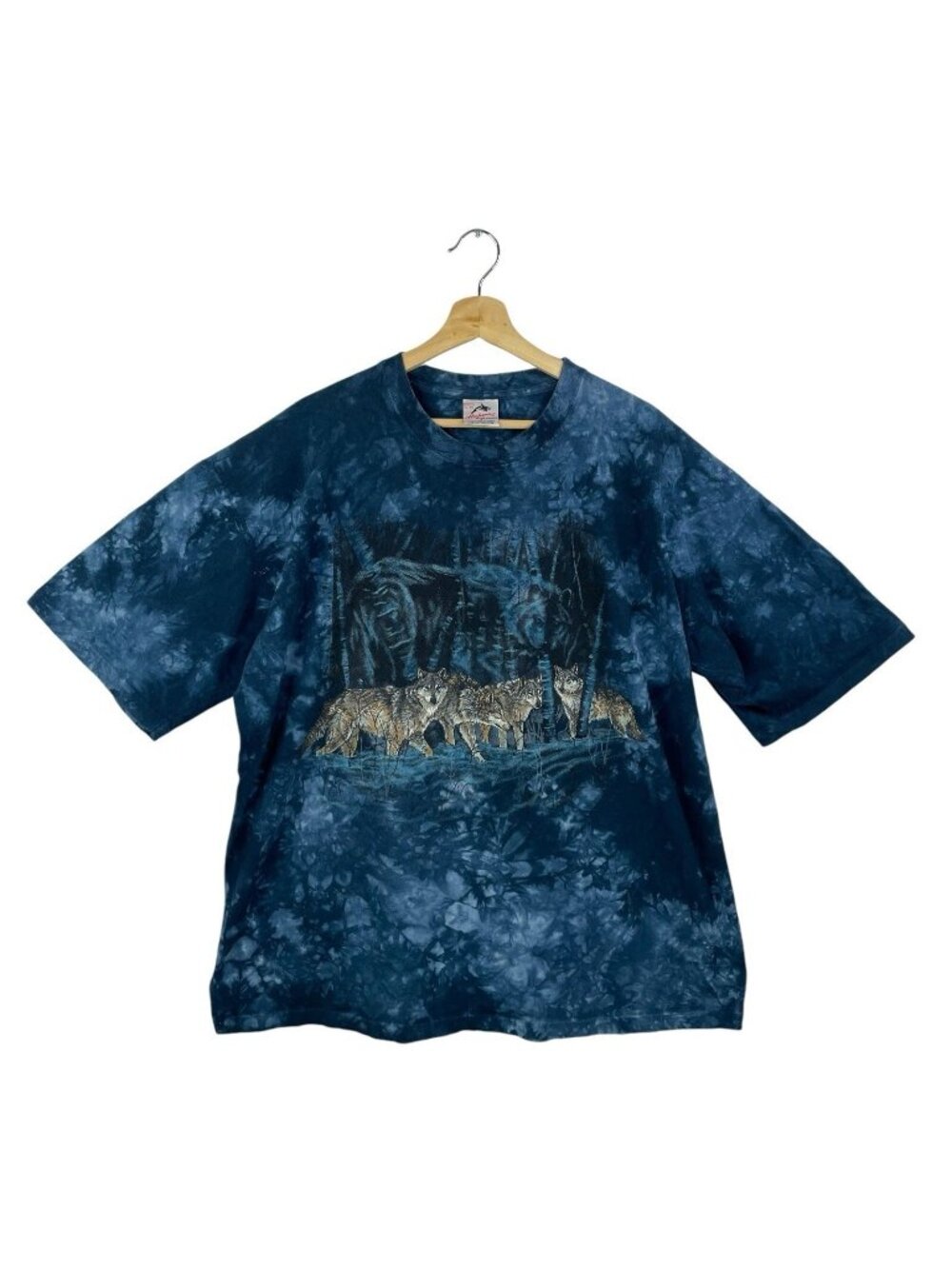 VTG Harlequin Wolf Wolves Tie Dye Art Shirt All Over Print AOP 90s Wild Life XL